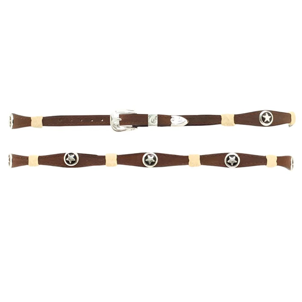 Genuine Leather Scalloped Star Concho Hatband