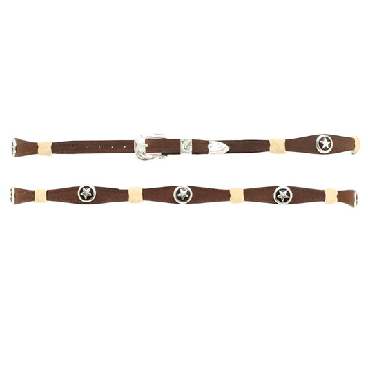 Genuine Leather Scalloped Star Concho Hatband