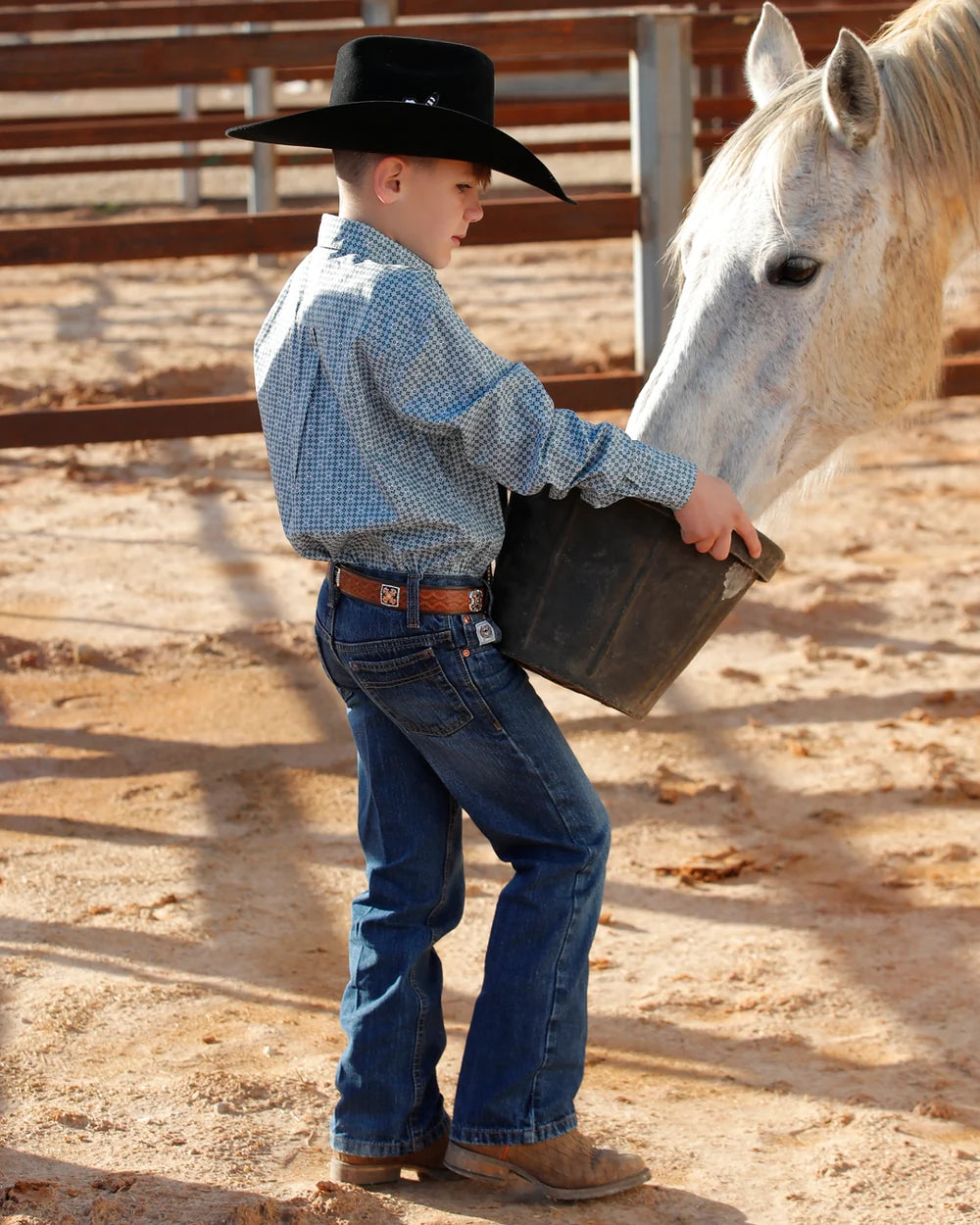 Cinch Boy's White Label Slim Fit in Dark Stonewash