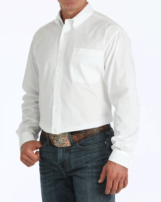 Cinch Solid White Button-Down Western Shirt