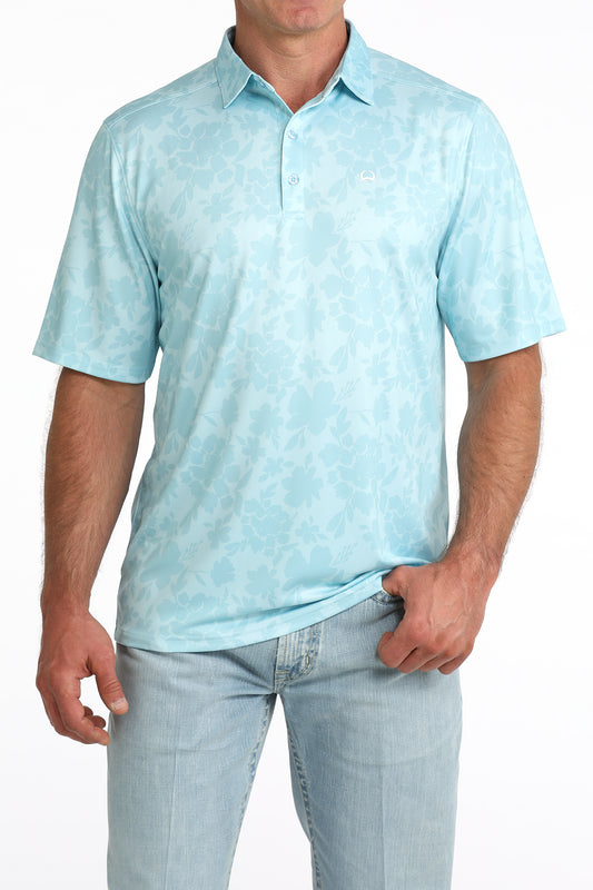Cinch Arenaflex Polo in Light Blue Floral