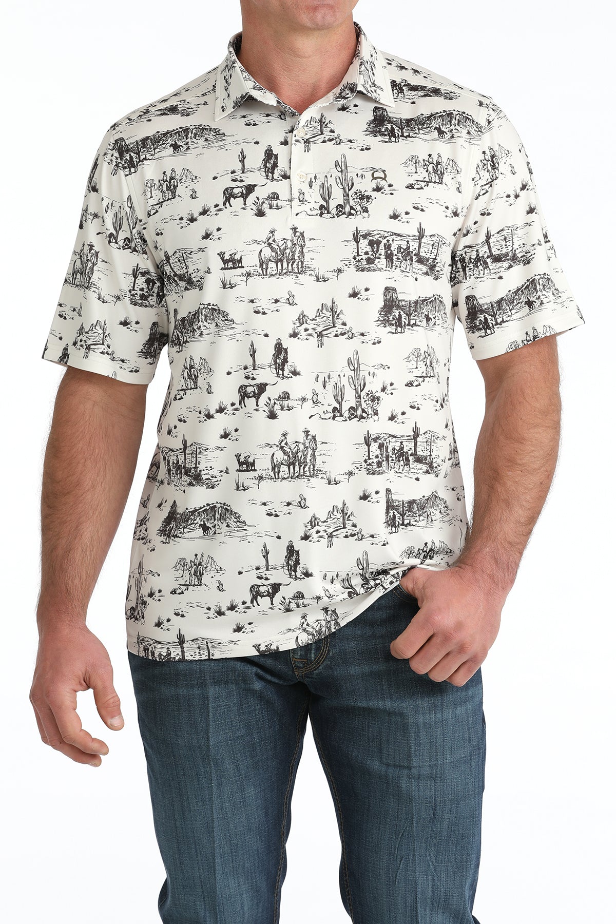 Cinch Men's Arenaflex Polo in Western Print