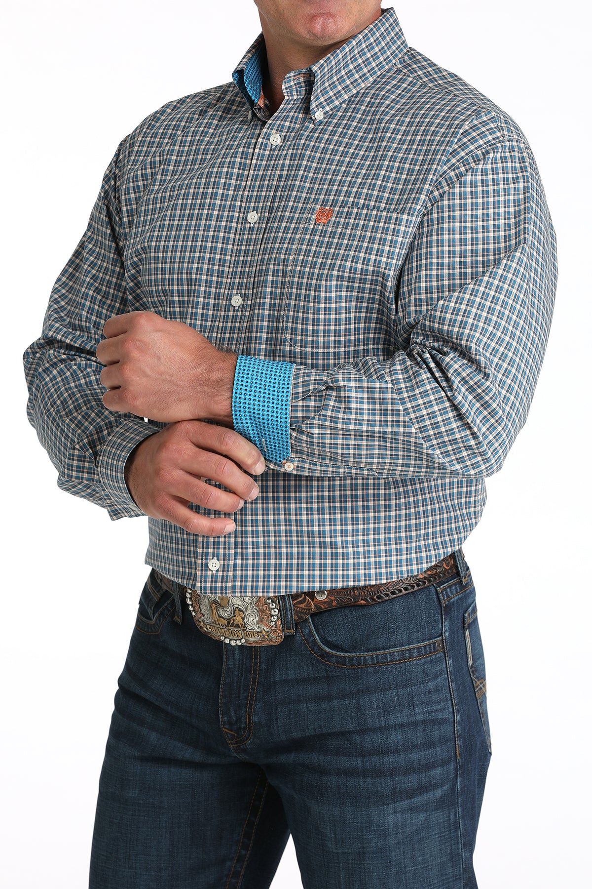 Cinch Men's Blue Plaid Button-Down Shirt