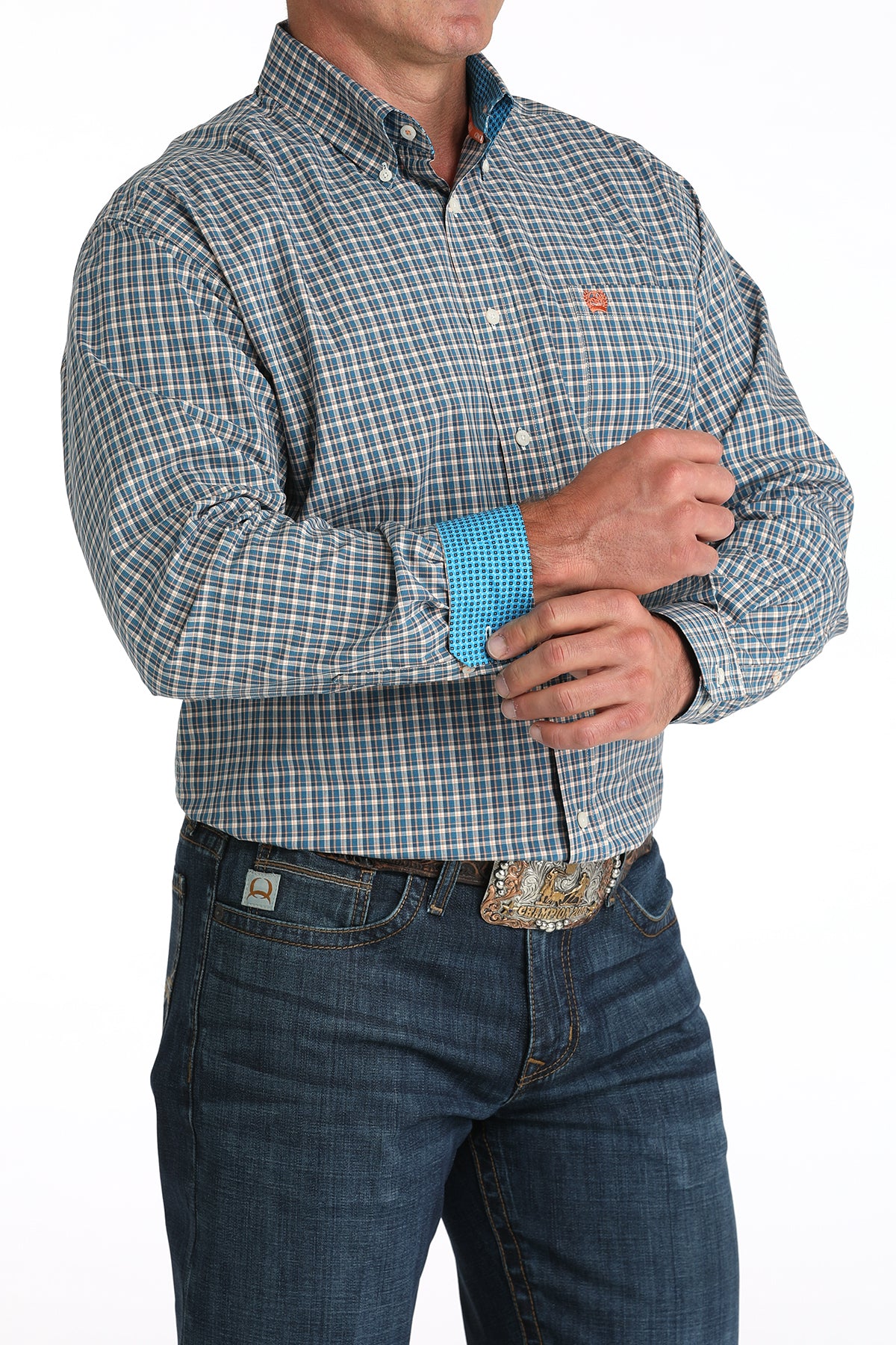 Cinch Men's Blue Plaid Button-Down Shirt
