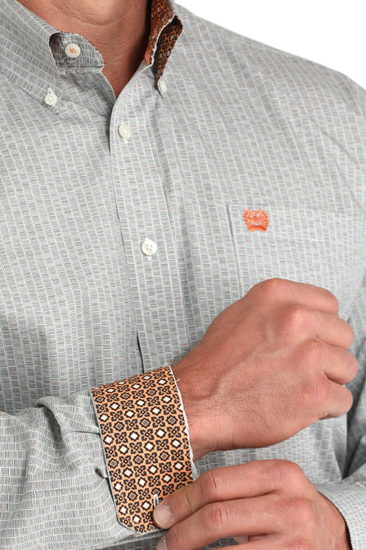 Cinch White Plaid Long Sleeve Button Down Shirt