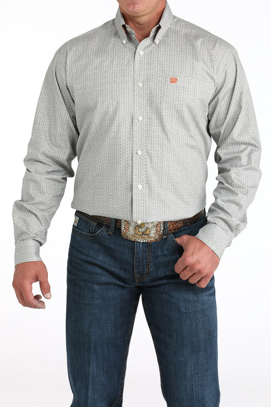 Cinch White Plaid Long Sleeve Button Down Shirt