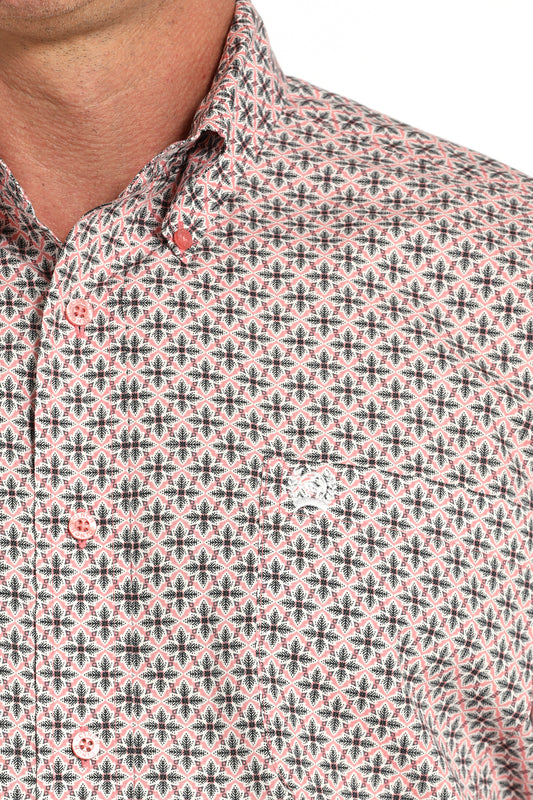 Cinch Men's Pink & Black Geo Western Shirt