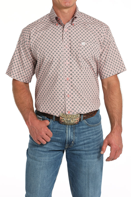 Cinch Men's Pink & Black Geo Western Shirt