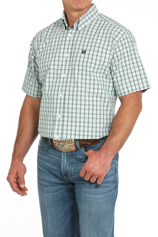 Cinch Turquoise Plaid Short Sleeve Shirt