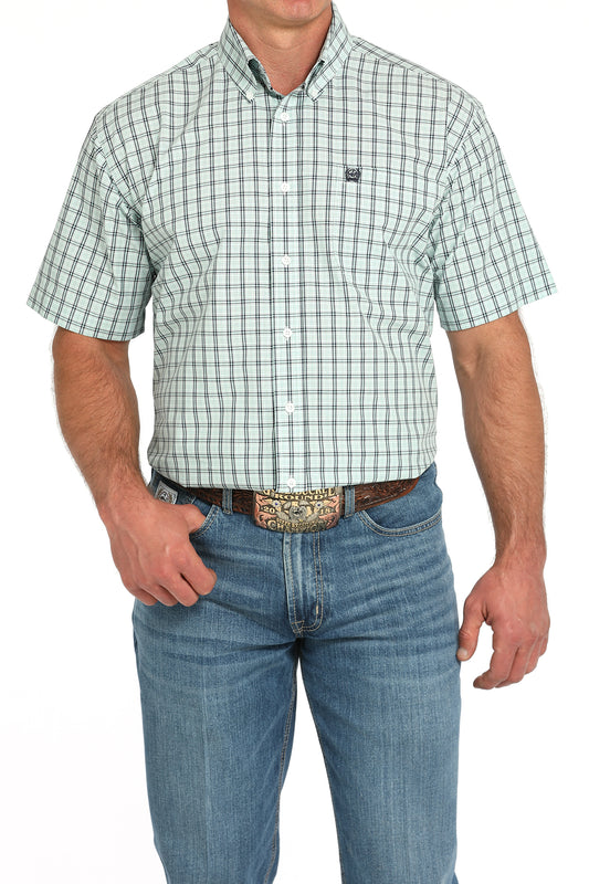 Cinch Turquoise Plaid Short Sleeve Shirt