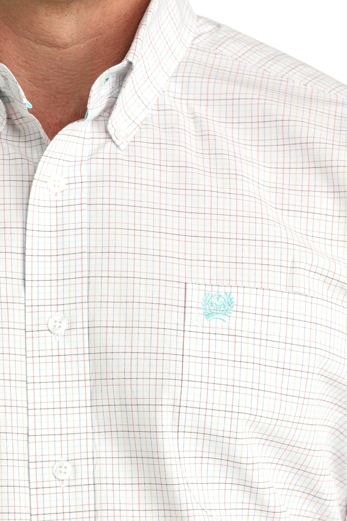 Cinch Men's Classic Fit Button-Down Western Shirt in White Windowpane Plaid
