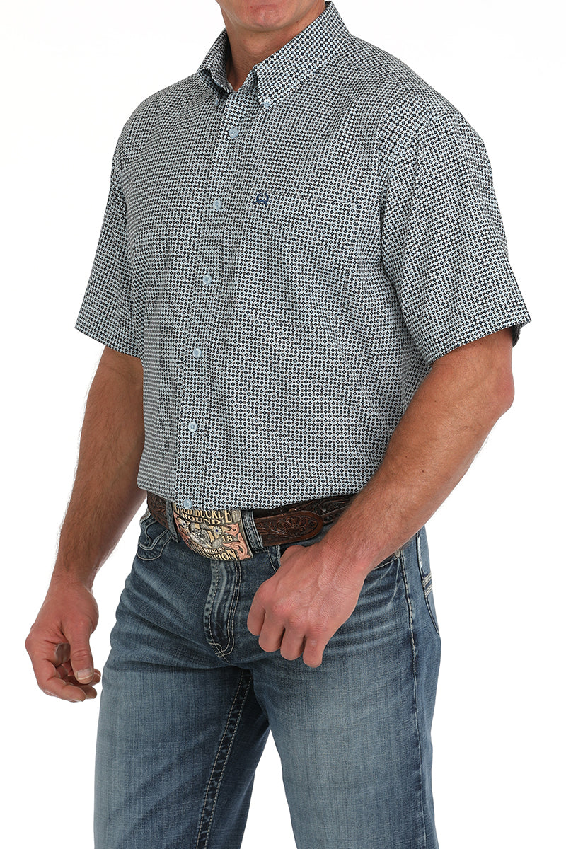 Cinch Light Blue Print ArenaFlex Short Sleeve Western Shirt