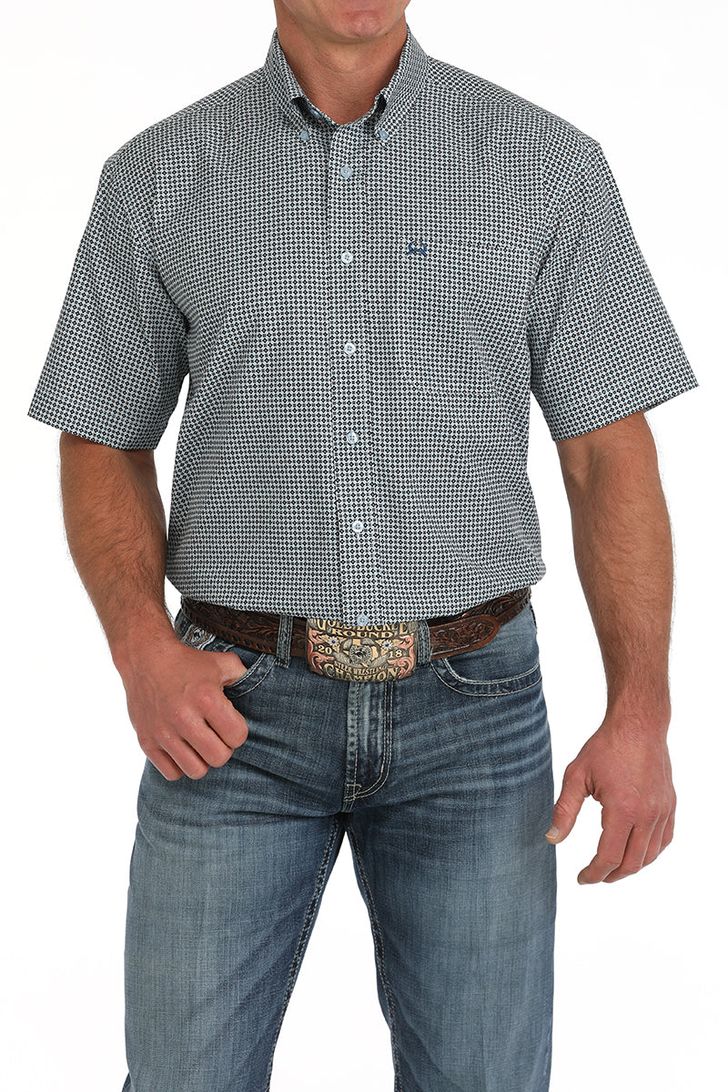Cinch Light Blue Print ArenaFlex Short Sleeve Western Shirt