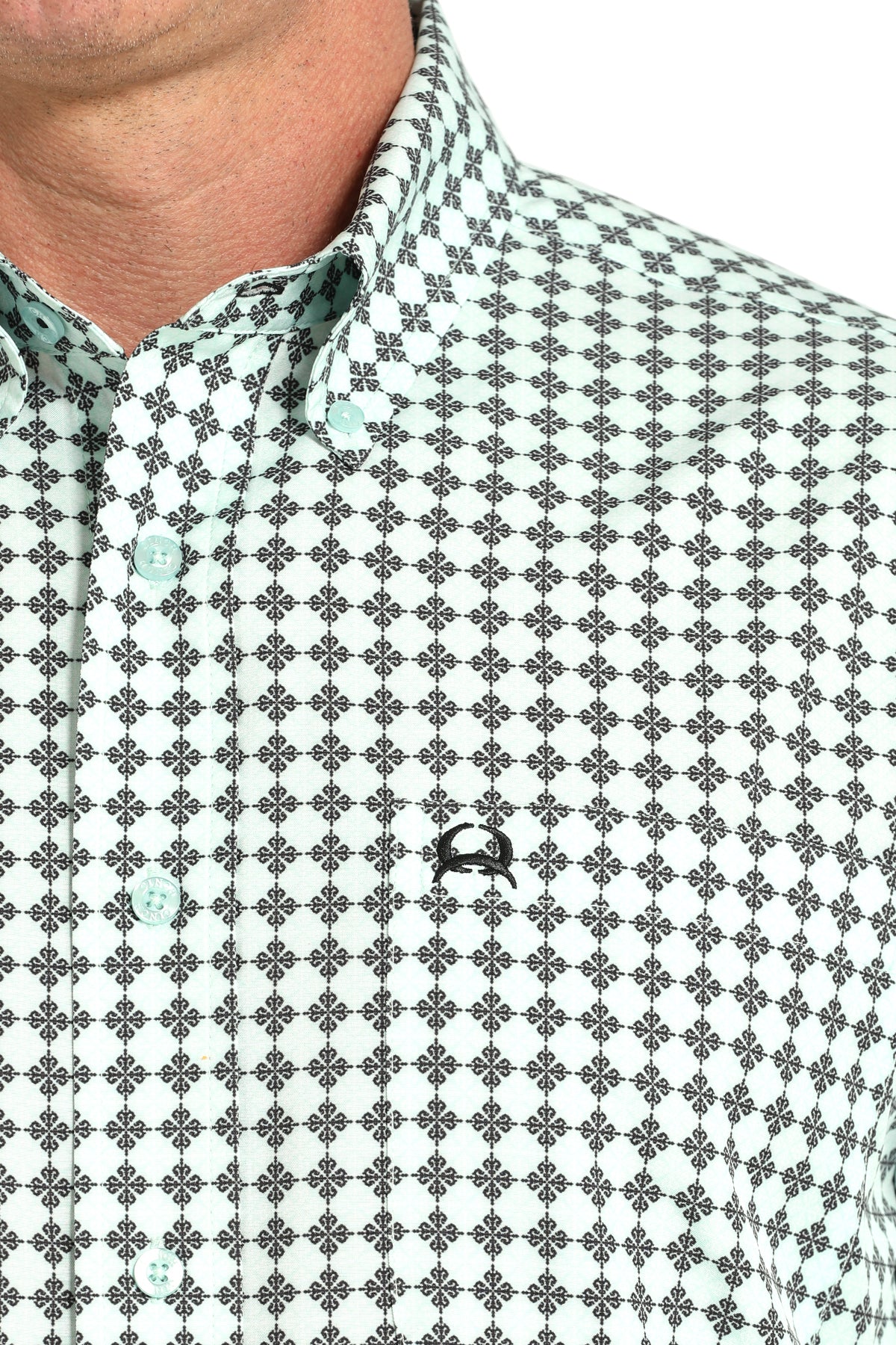 Cinch Men's ArenaFlex Light Blue Geo Print Button Down Shirt