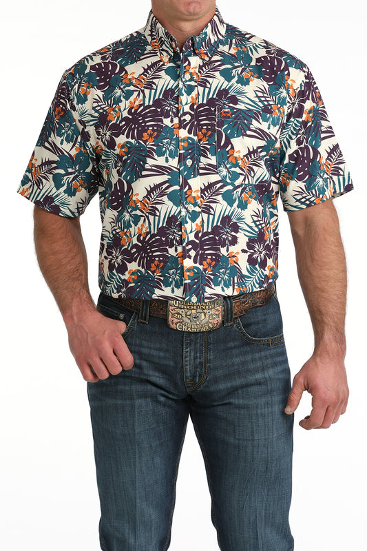 Cinch Men’s Arenaflex Button-Down Western Shirt in Hawaiian Print