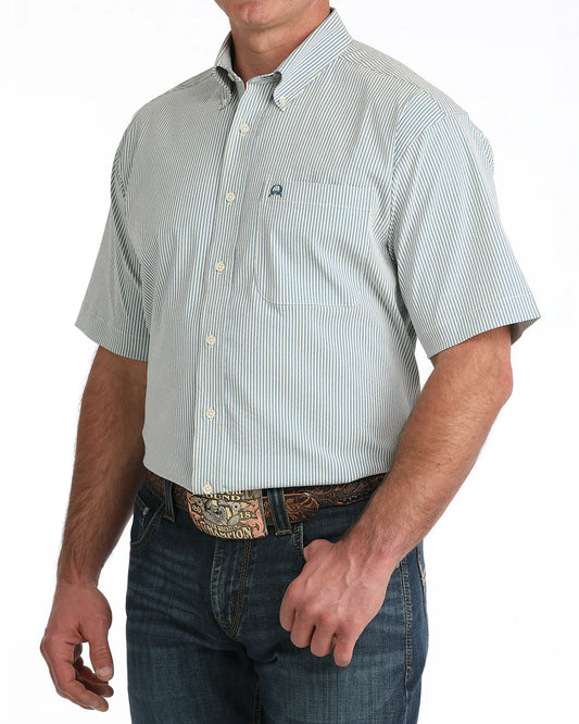 Cinch Men’s Arenaflex Button-Down Western Shirt in Blue Stripe