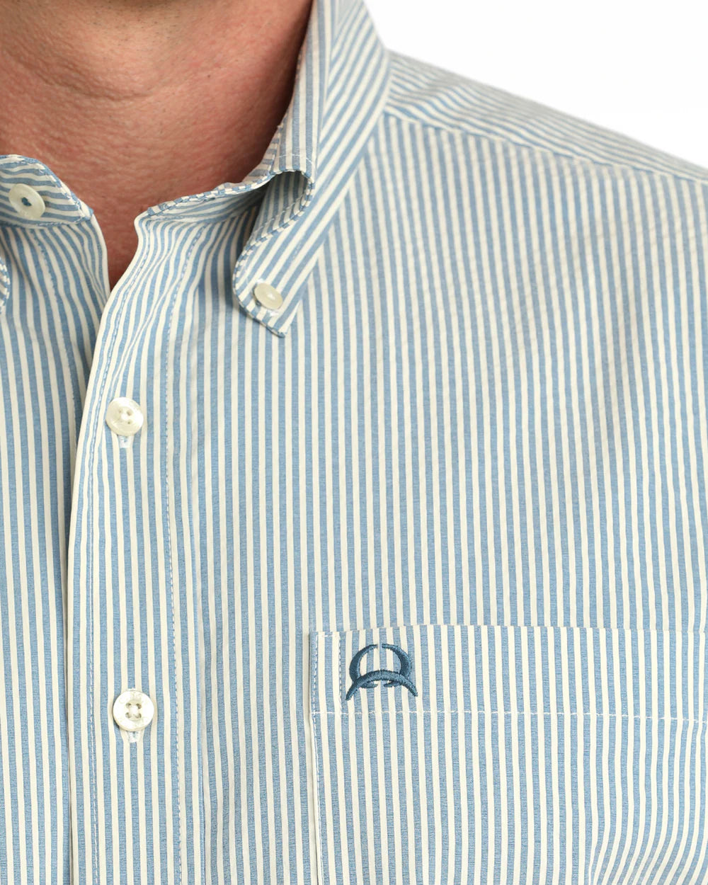 Cinch Men’s Arenaflex Button-Down Western Shirt in Blue Stripe