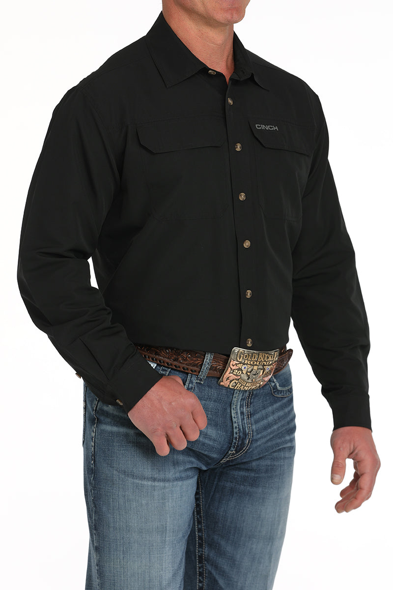 Cinch Black Ripstop Solid Button-Down Western Shirt
