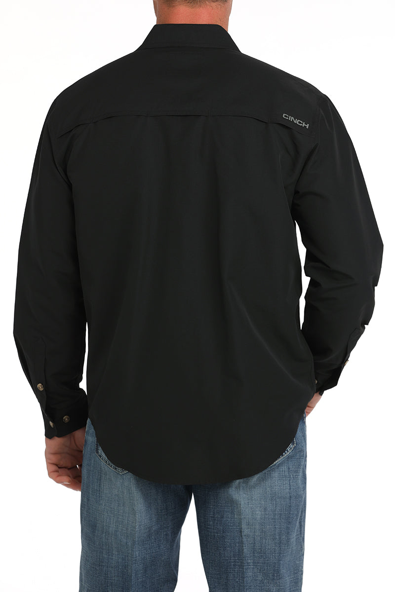 Cinch Black Ripstop Solid Button-Down Western Shirt