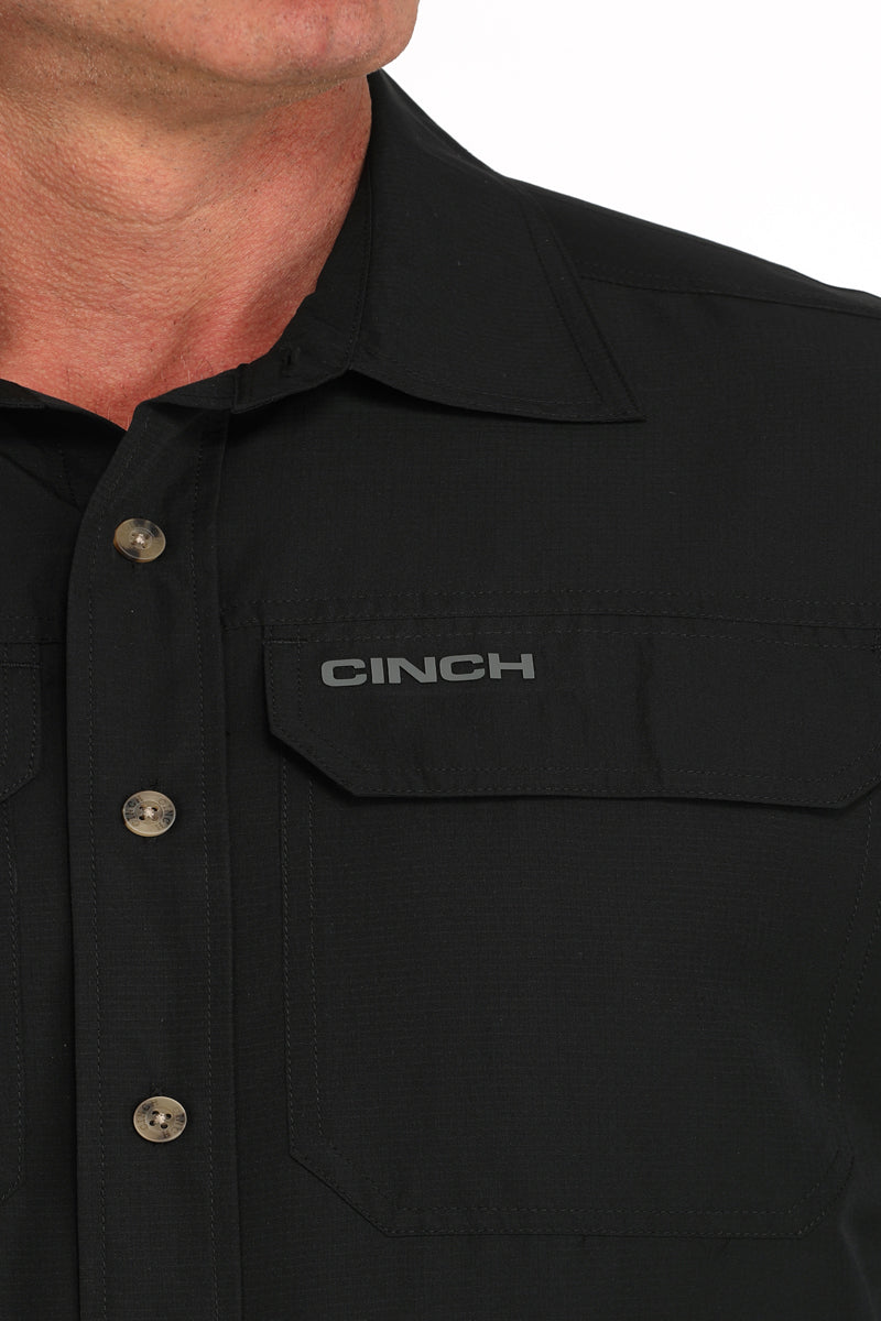 Cinch Black Ripstop Solid Button-Down Western Shirt