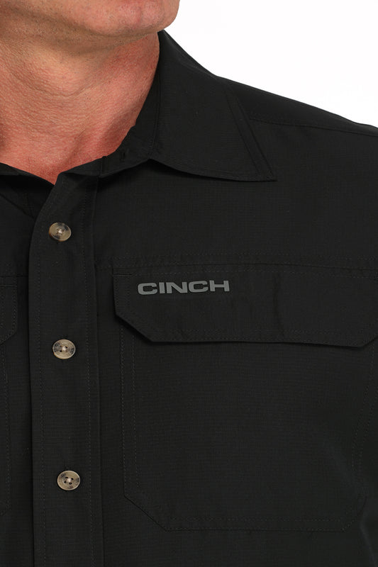 Cinch Black Ripstop Solid Button-Down Western Shirt