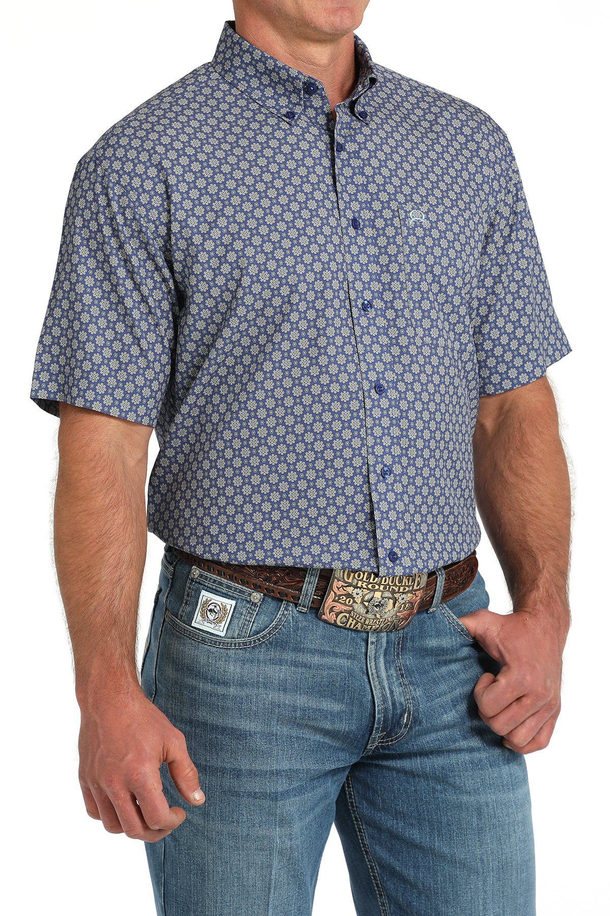 Cinch Men's ArenaFlex Dark Cornflower Geo Western Shirt