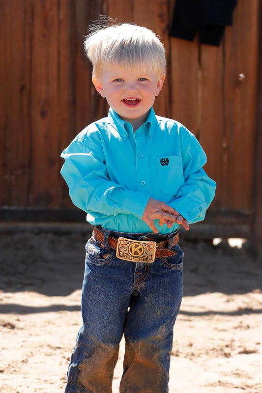 Cinch Toddler Boy's Turquoise Medallion Print Button-Down Western Shirt