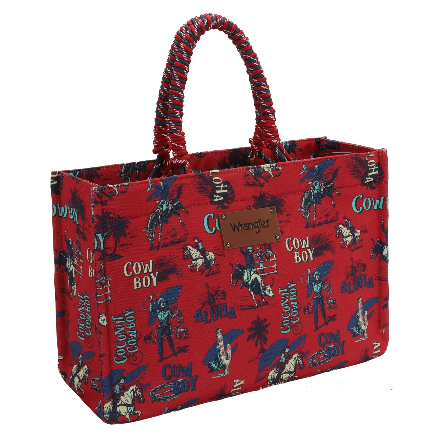 Wrangler Aloha Cowboy Canvas Tote in Red