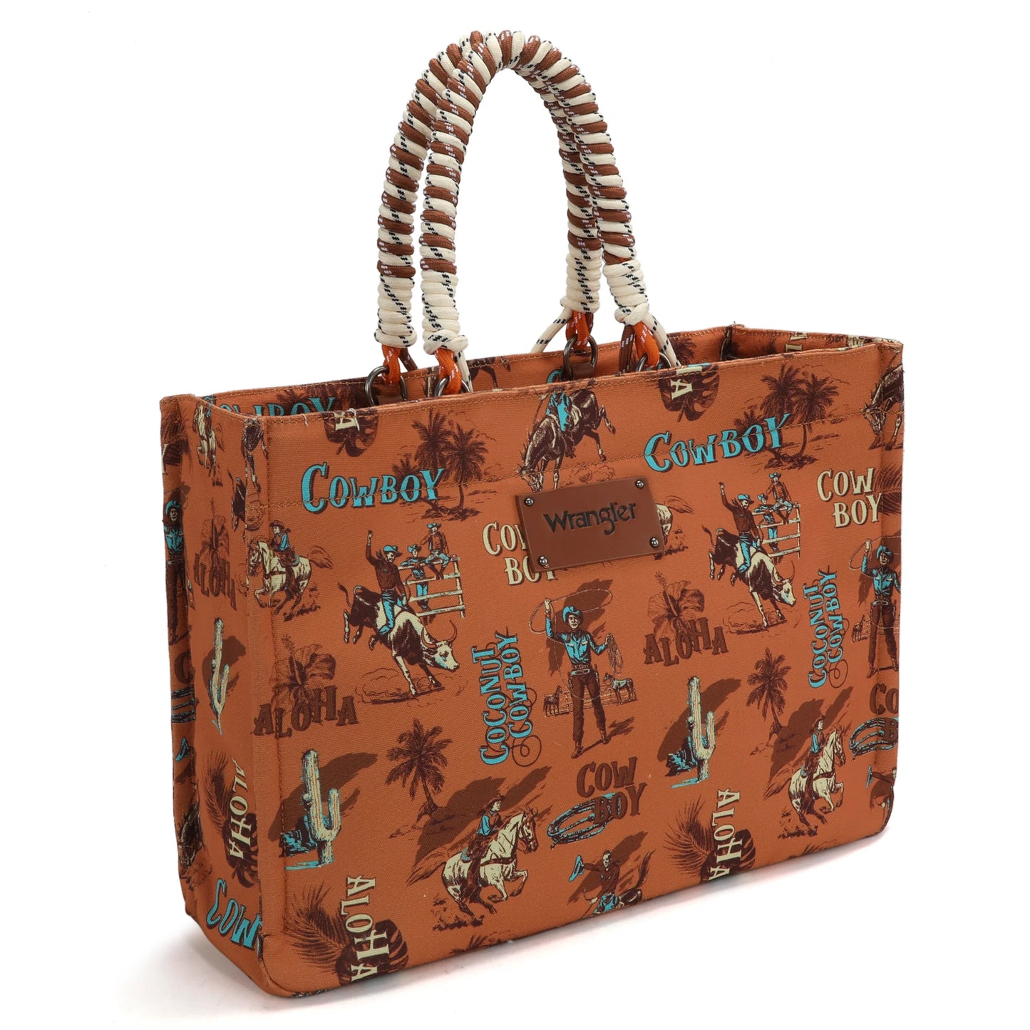 Wrangler Aloha Cowboy Canvas Tote in Brown