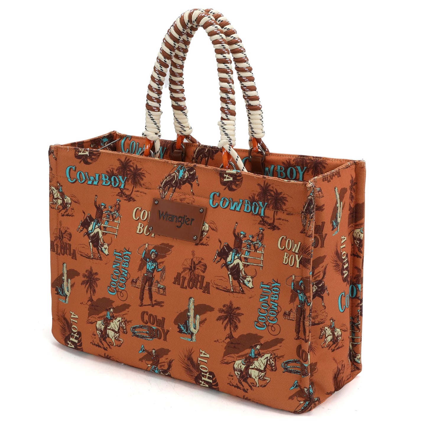 Wrangler Aloha Cowboy Canvas Tote in Brown