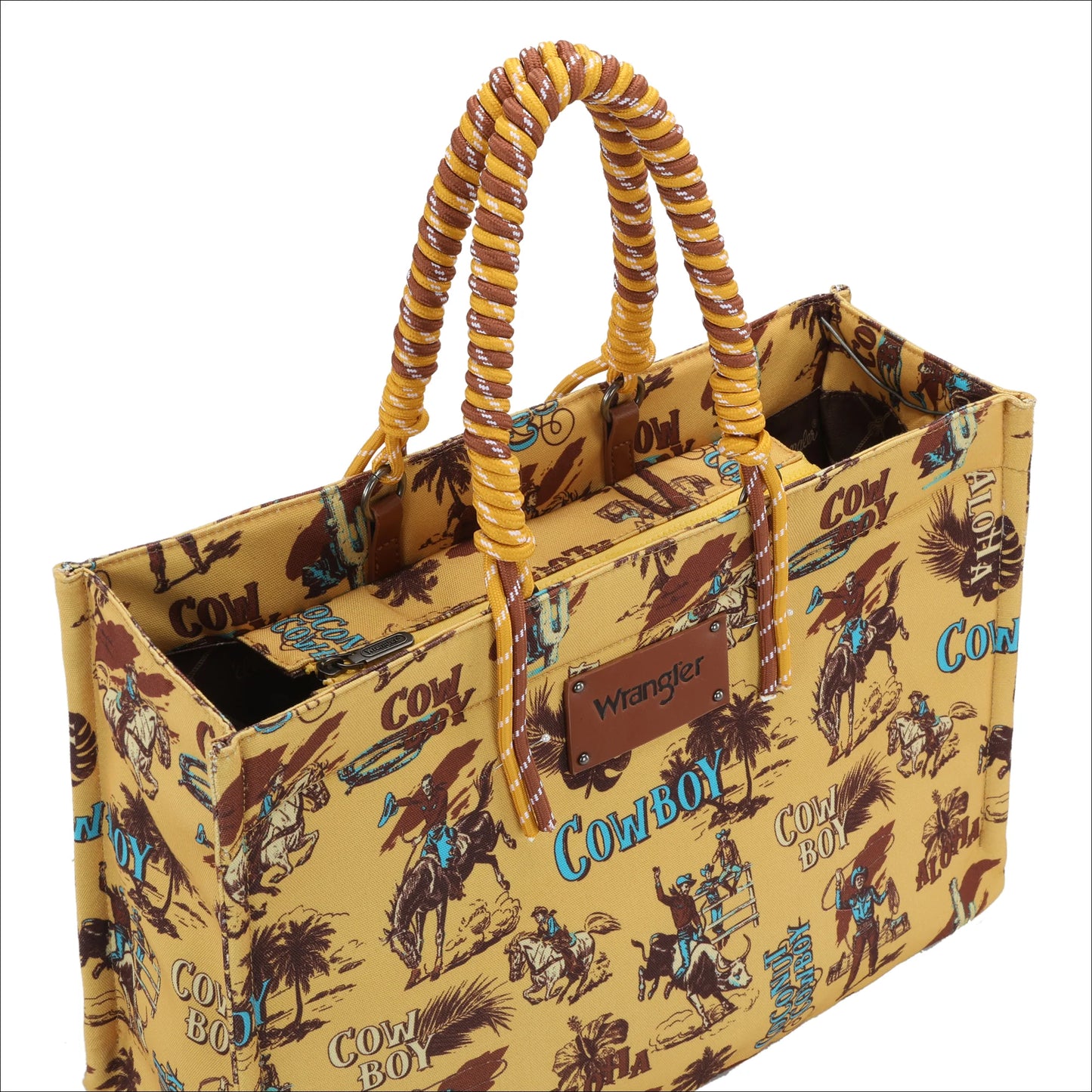 Wrangler Aloha Cowboy Canvas Tote in Yellow