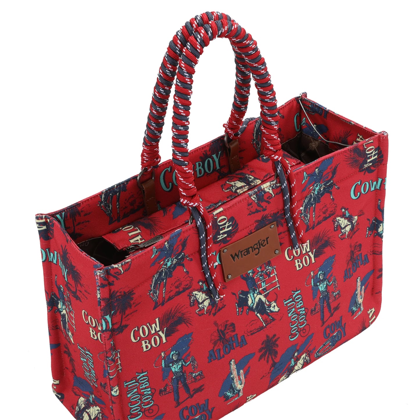 Wrangler Aloha Cowboy Canvas Tote in Red