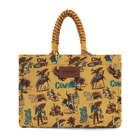 Wrangler Aloha Cowboy Canvas Tote in Yellow