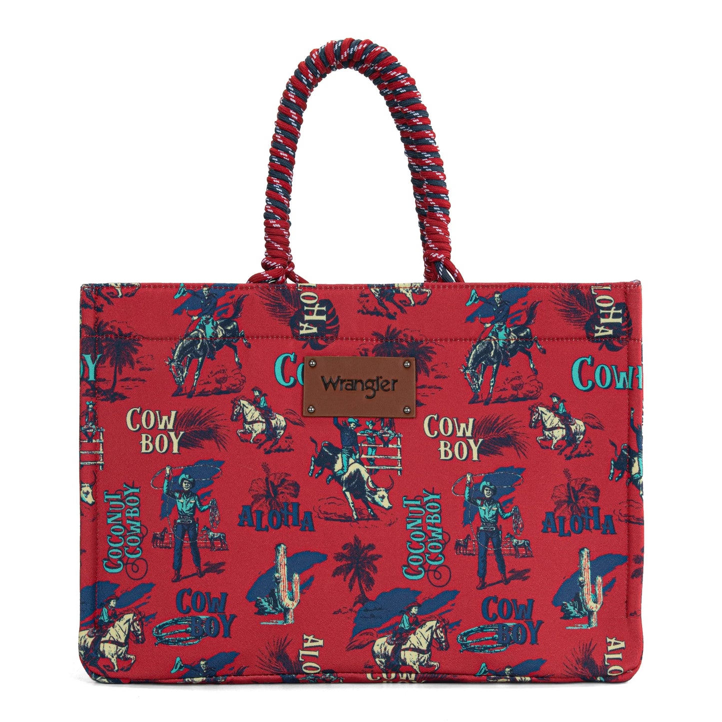 Wrangler Aloha Cowboy Canvas Tote in Red