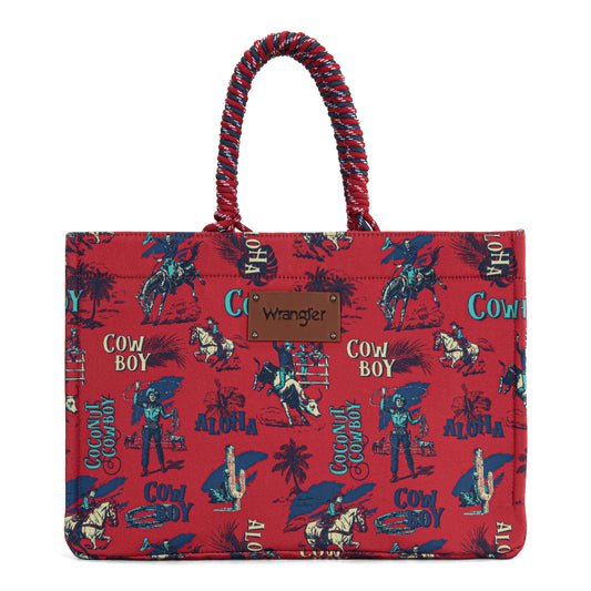 Wrangler Aloha Cowboy Canvas Tote in Red