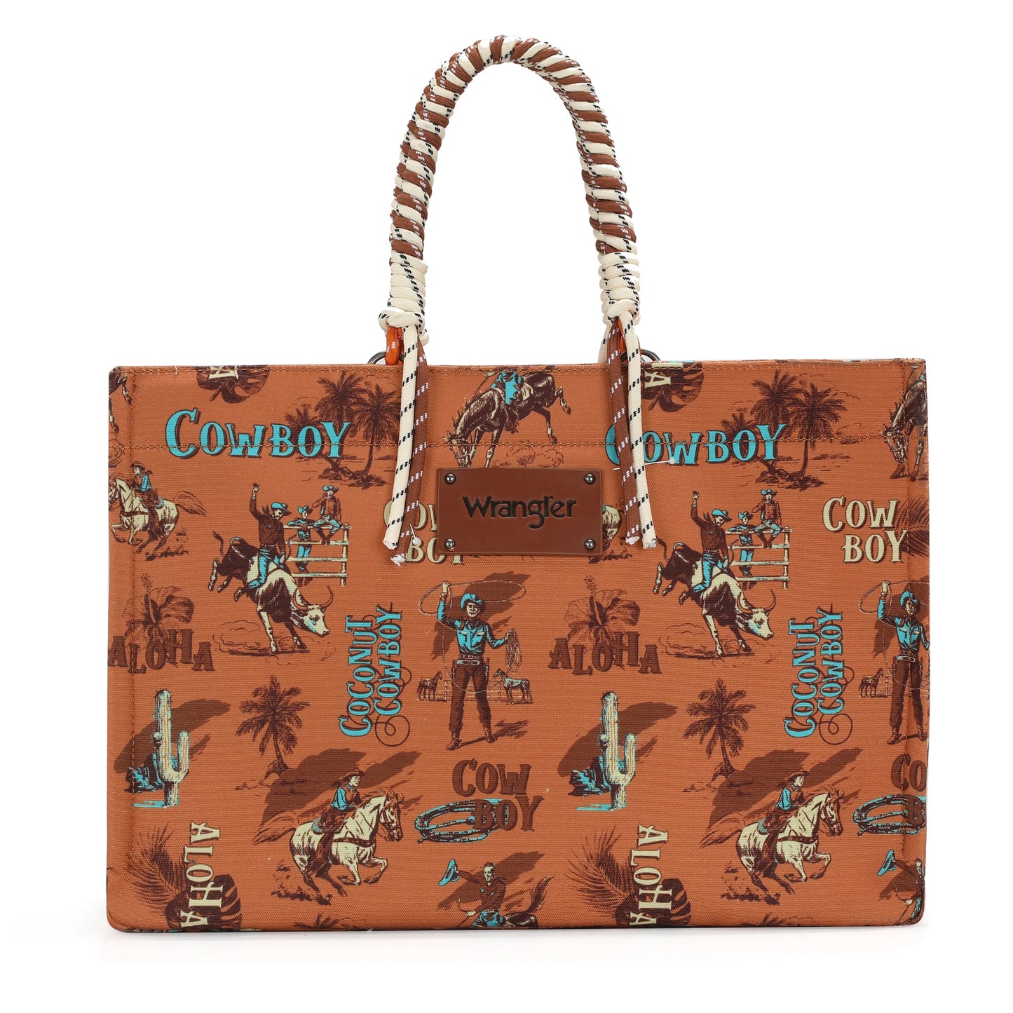 Wrangler Aloha Cowboy Canvas Tote in Brown