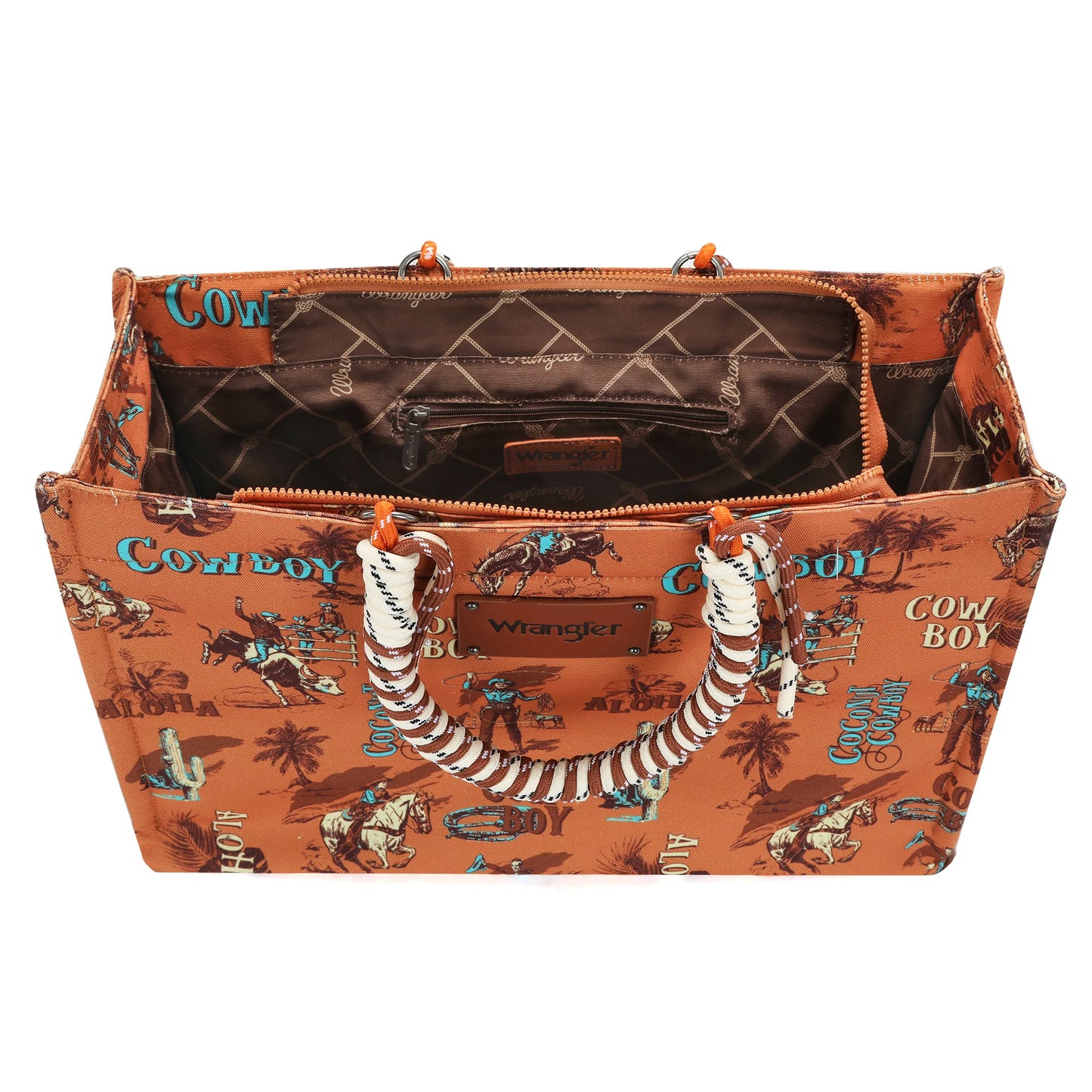 Wrangler Aloha Cowboy Canvas Tote in Brown