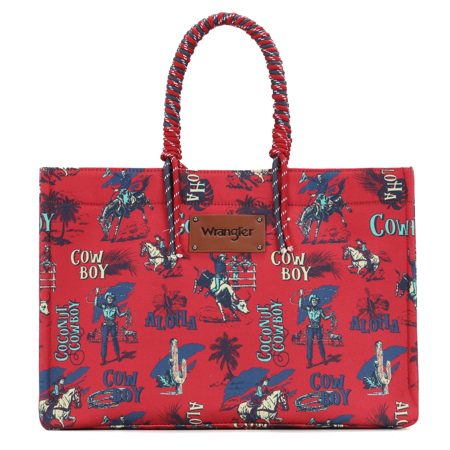 Wrangler Aloha Cowboy Canvas Tote in Red