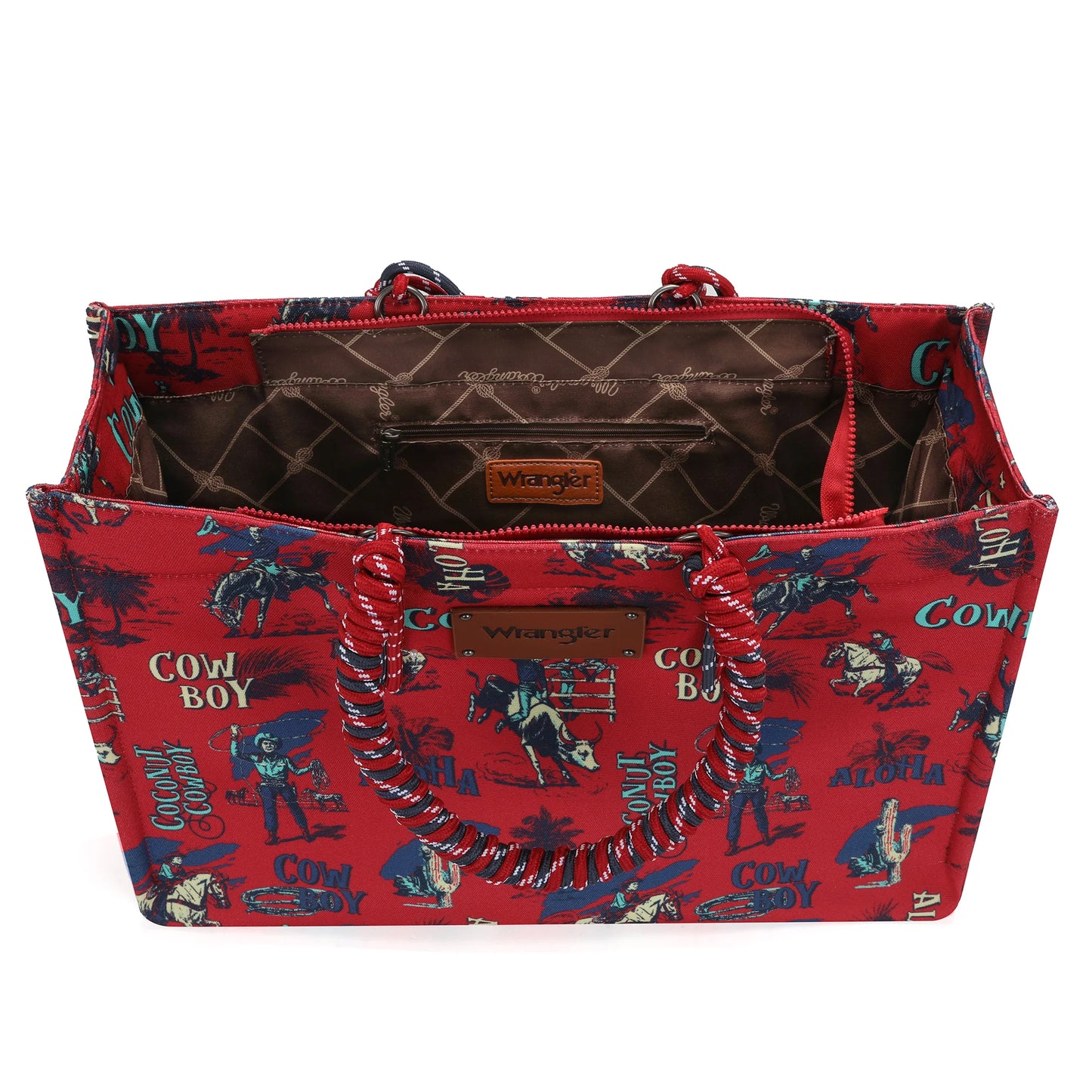 Wrangler Aloha Cowboy Canvas Tote in Red