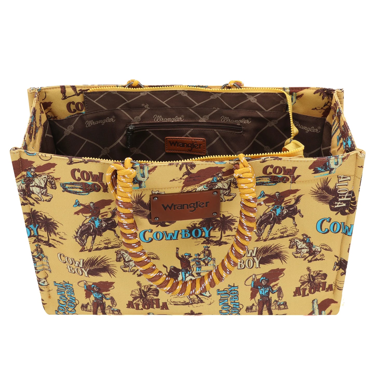 Wrangler Aloha Cowboy Canvas Tote in Yellow