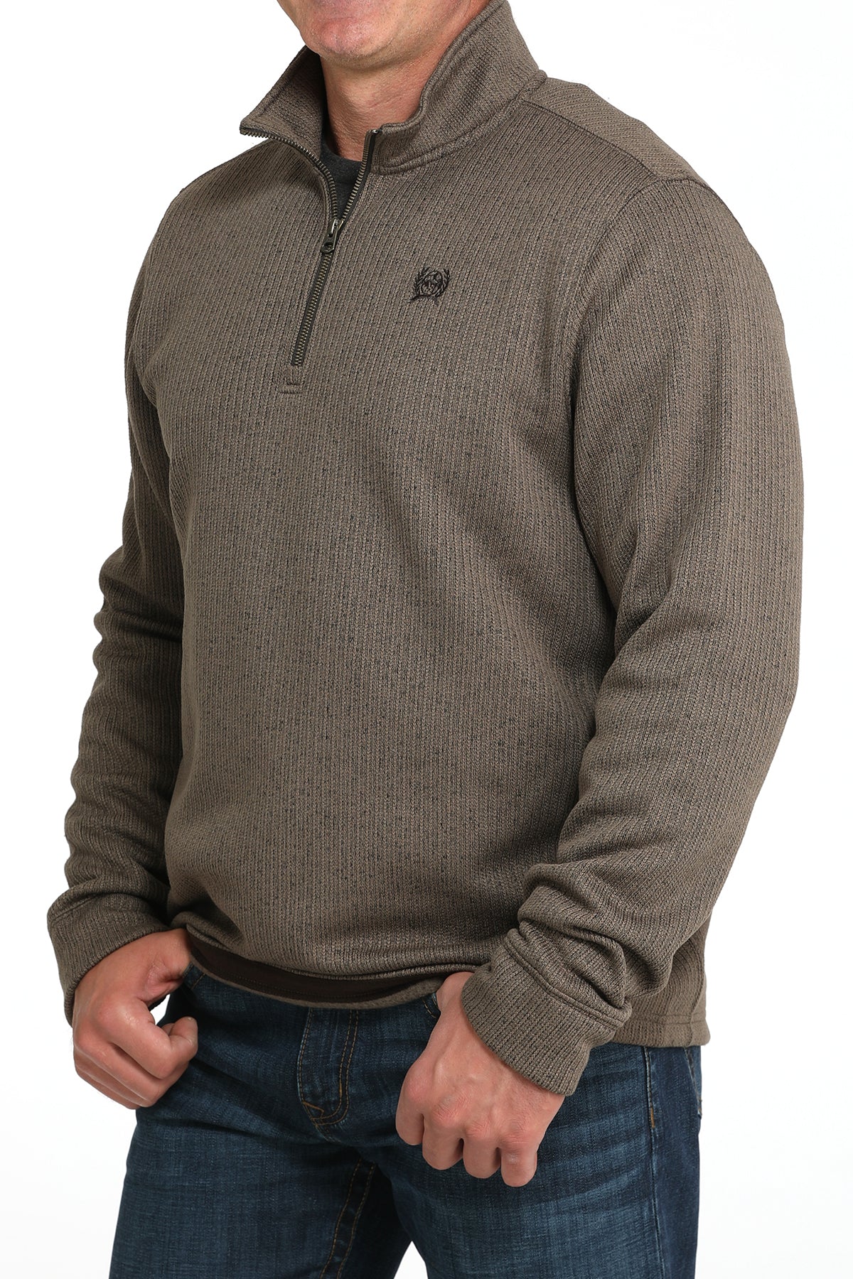 Cinch Men's 1/4 Zip Pullover in Brown