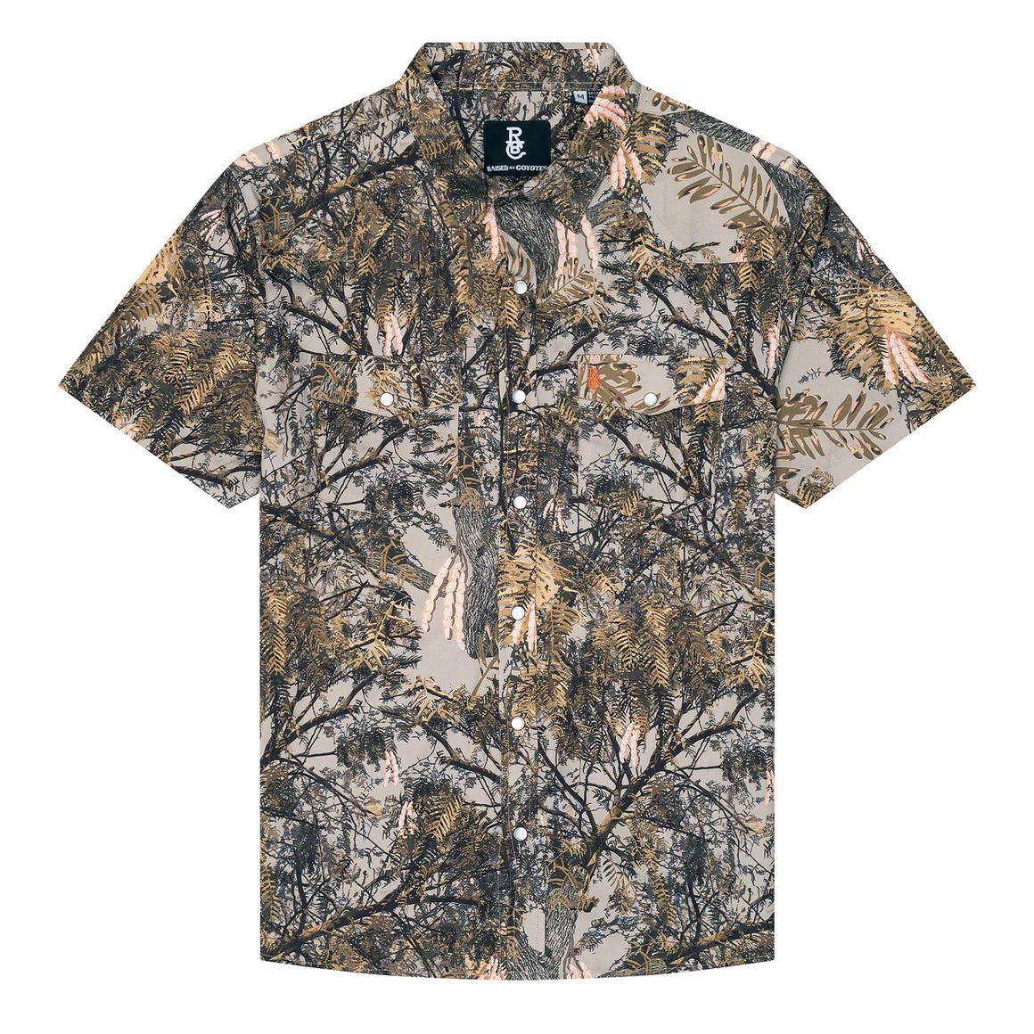 Raised By Coyote Mesquite Camo Short Sleeve Pearl Snap Shirt