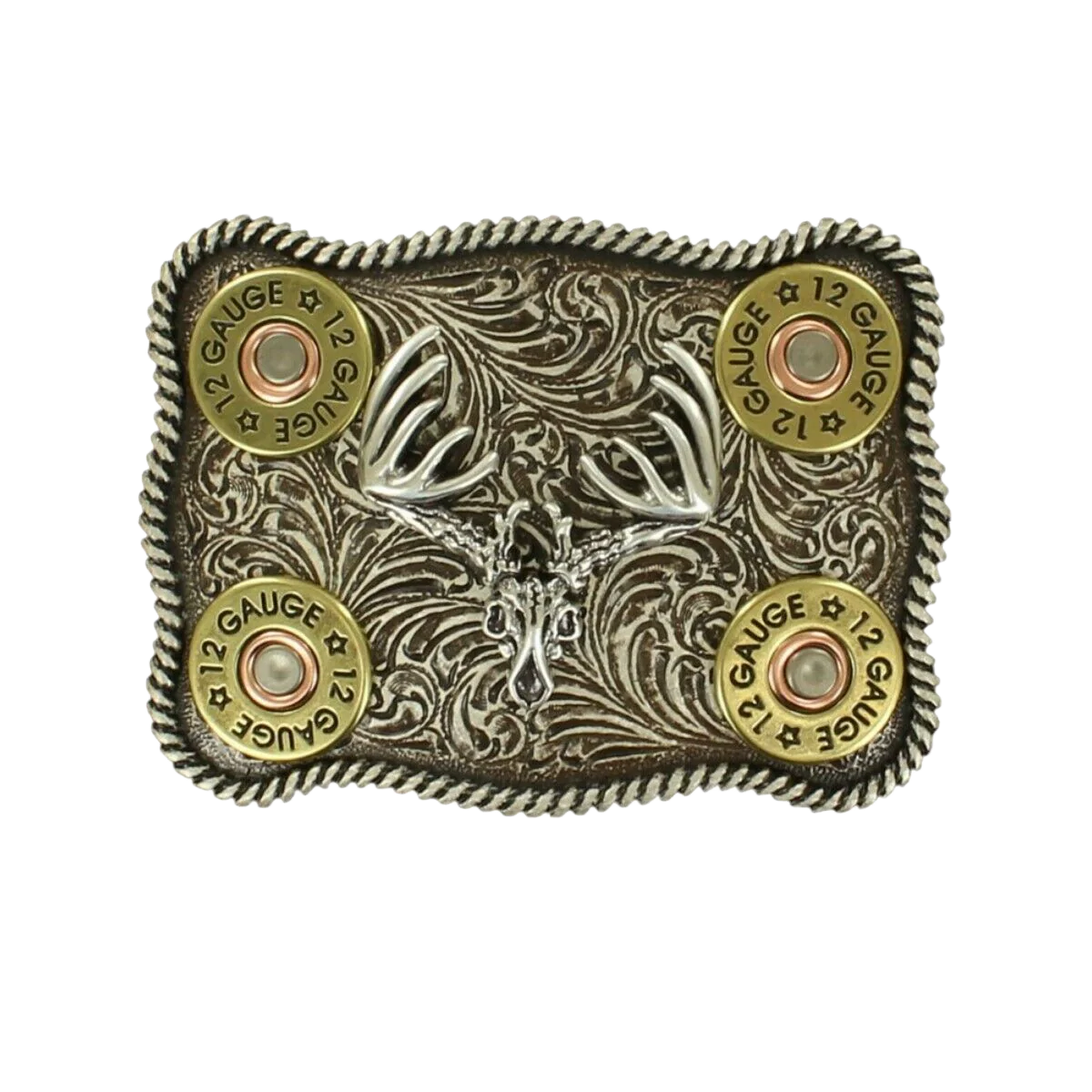 Nocona Buck Skull and Shotgun Shell Buckle