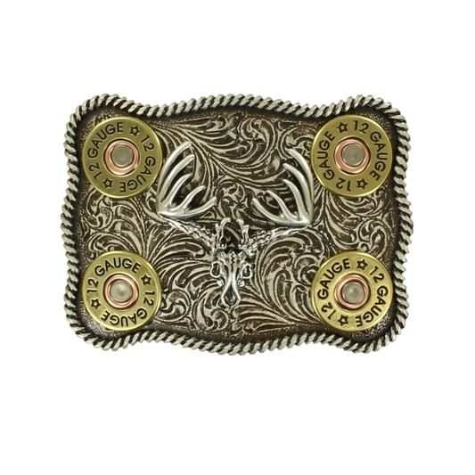 Nocona Buck Skull and Shotgun Shell Buckle