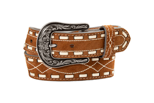 Nocona Girls Roughout Boot Stitch Belt in Rust