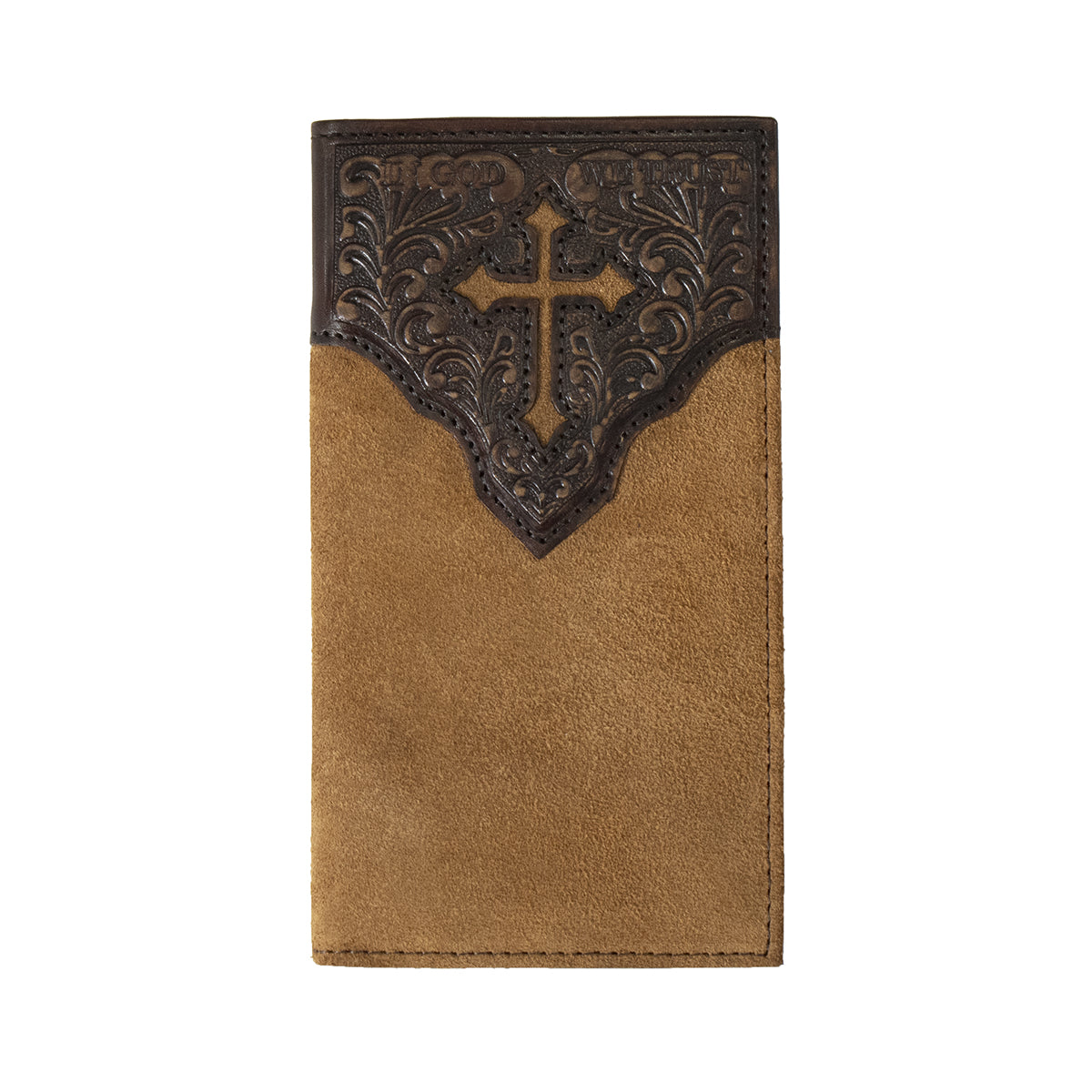 Nocona Tan Embossed Cross Rodeo Wallet