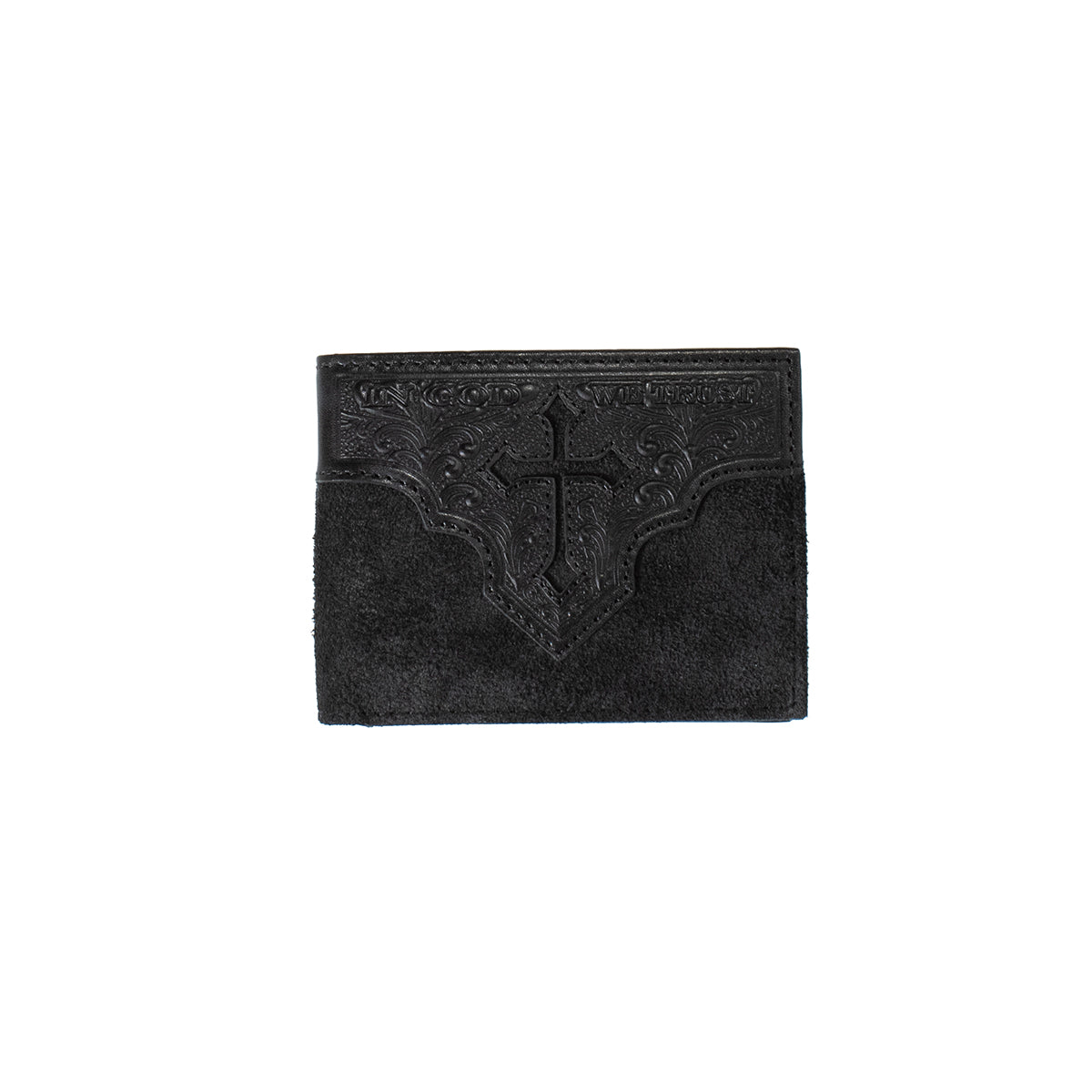 Nocona Black Roughout Cross Bifold Wallet
