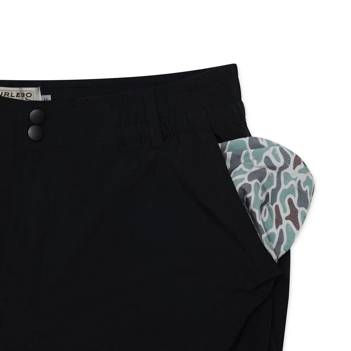 Burlebo Everyday Short in Matte Black with Retro Duck Camo Pocket