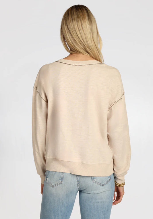 Dylan Oatmeal Sweatshirt with Stitch Detailing