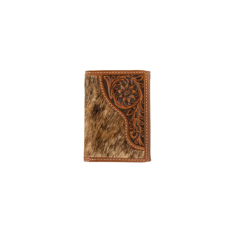 Nocona Men's Trifold Calf Hair Tooled Wallet